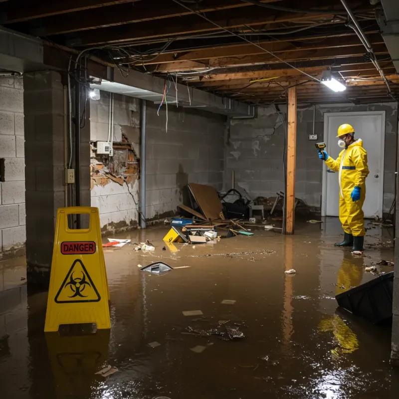 Flooded Basement Electrical Hazard in Eaton, IN Property